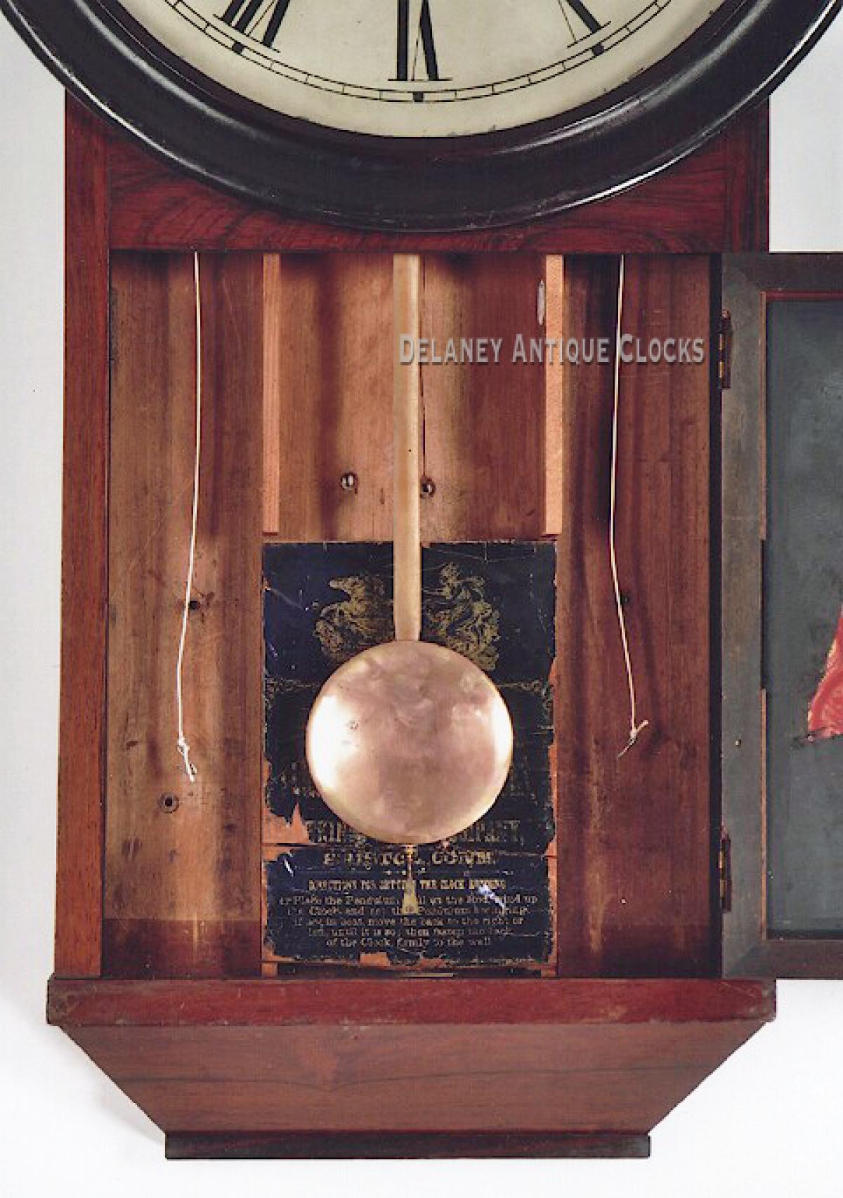 Atkins Clock Company of Bristol, Connecticut. Wall clock. Regulator Number  2. 213028. | Delaney Antique Clocks